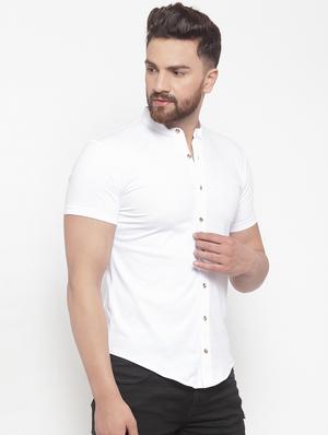 white solid casual shirt - 16370372 - Standard Image - 2