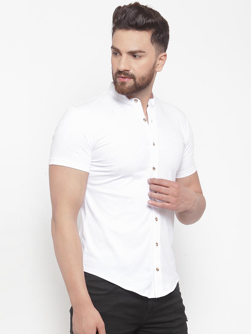 white solid casual shirt - 16370372 - Zoom Image - 2