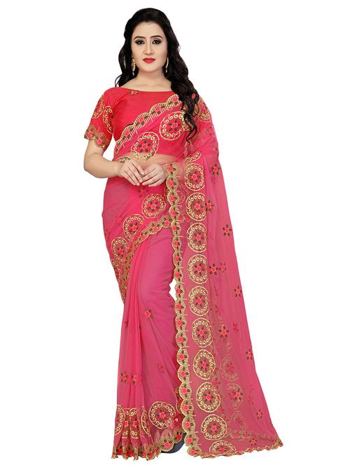 floral embroidered saree with blouse - 16371880 - Very Small Image - 1