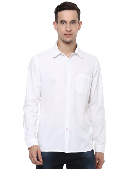 white solid casual shirt - 16373067 - Standard Image - 1