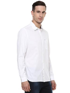 white solid casual shirt - 16373067 - Standard Image - 2