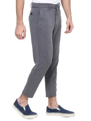 grey solid casual trouser - 16373144 - Standard Image - 2