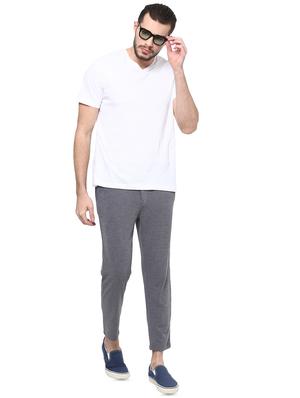 grey solid casual trouser - 16373144 - Standard Image - 4