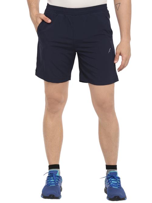 navy blue solid polyester shorts - 16373165 - Standard Image - 1