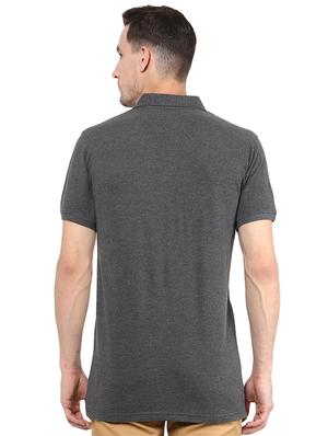 grey solid polo t-shirt - 16373170 - Standard Image - 3