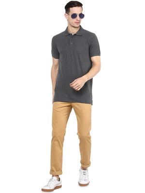 grey solid polo t-shirt - 16373170 - Standard Image - 4