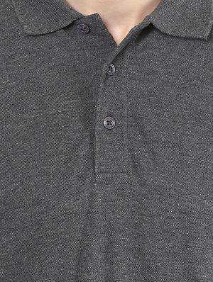 grey solid polo t-shirt - 16373170 - Standard Image - 5