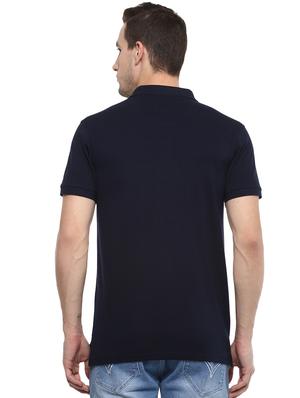 navy blue solid polo t-shirt - 16373171 - Standard Image - 3