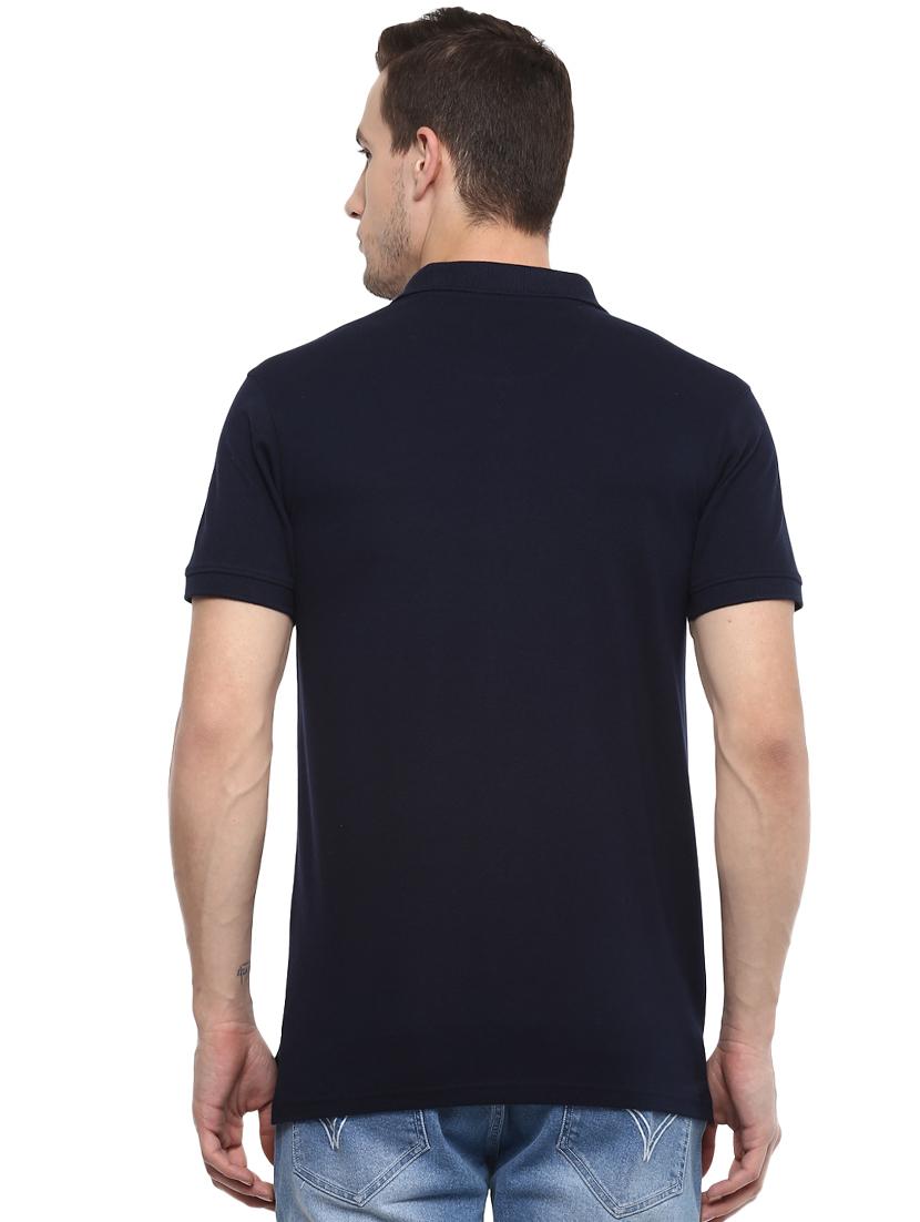 navy blue solid polo t-shirt - 16373171 - Zoom Image - 3