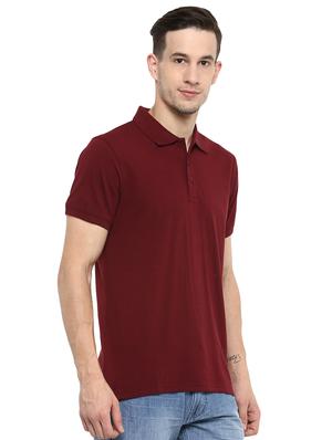 maroon solid polo t-shirt - 16373175 - Standard Image - 2