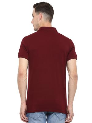 maroon solid polo t-shirt - 16373175 - Standard Image - 3