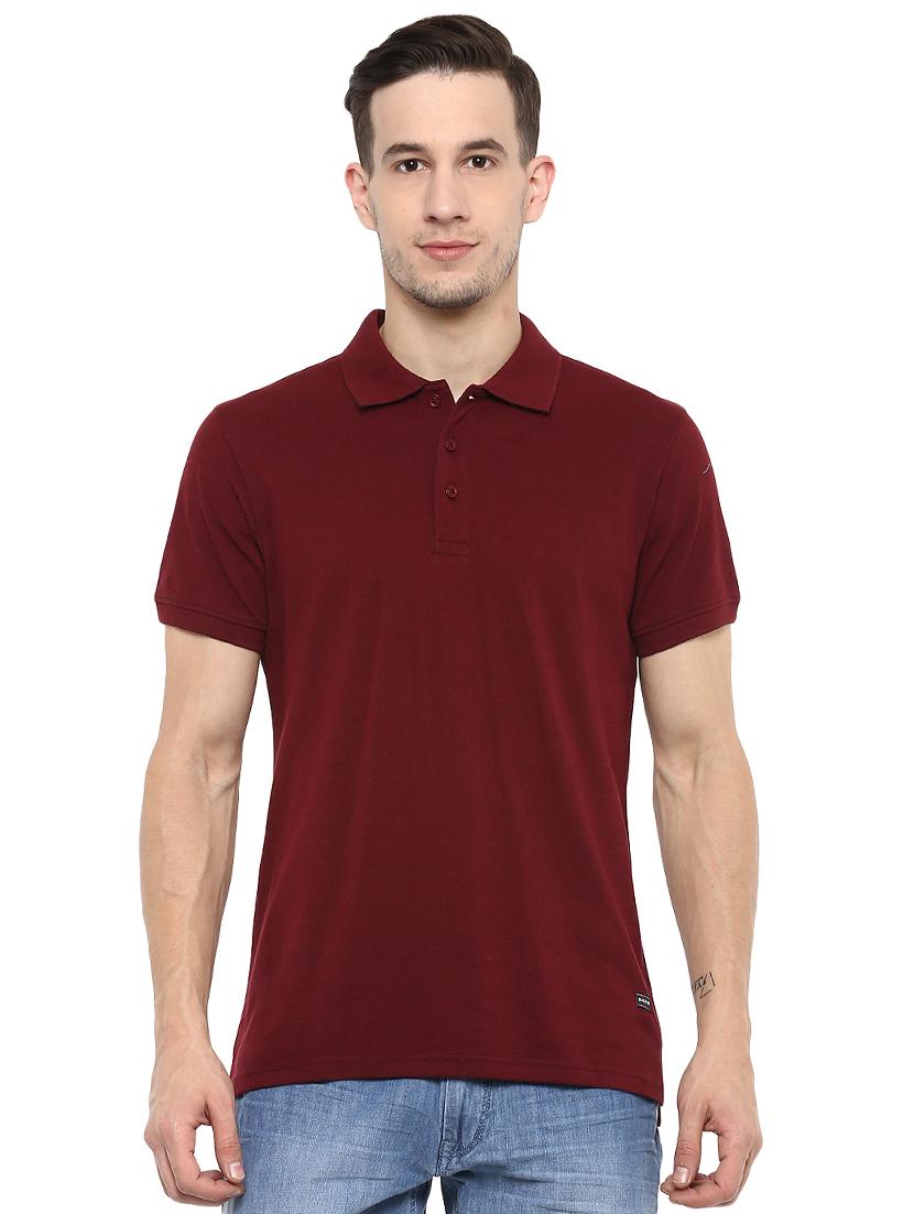 maroon solid polo t-shirt - 16373175 - Zoom Image - 1