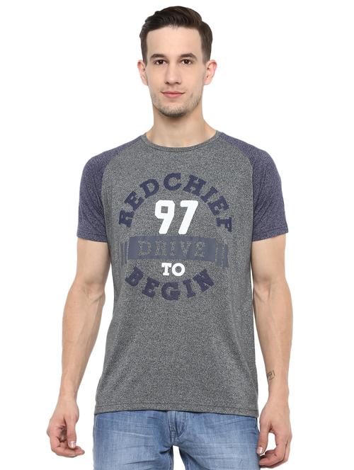 grey typographic chest printed raglan t-shirt - 16373180 - Standard Image - 1