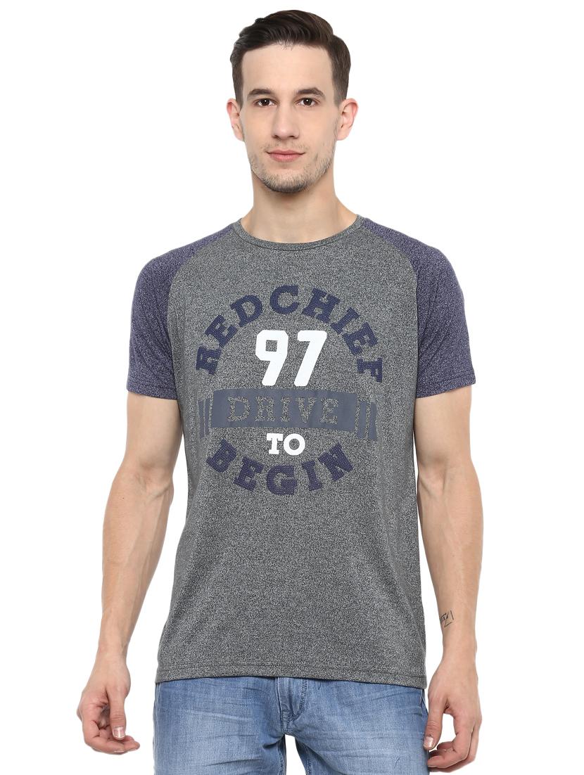grey typographic chest printed raglan t-shirt - 16373180 - Zoom Image - 1