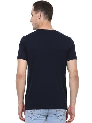 navy blue chest print t-shirt - 16373182 - Standard Image - 3
