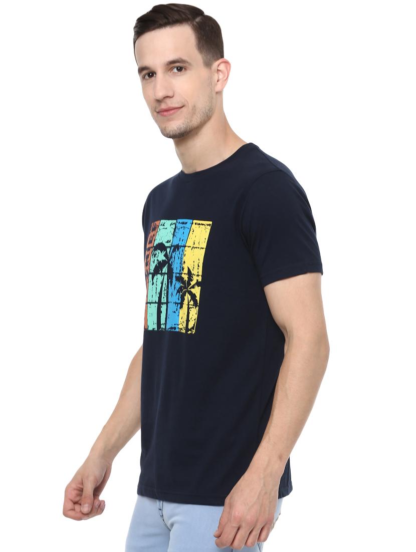 navy blue chest print t-shirt - 16373182 - Zoom Image - 2