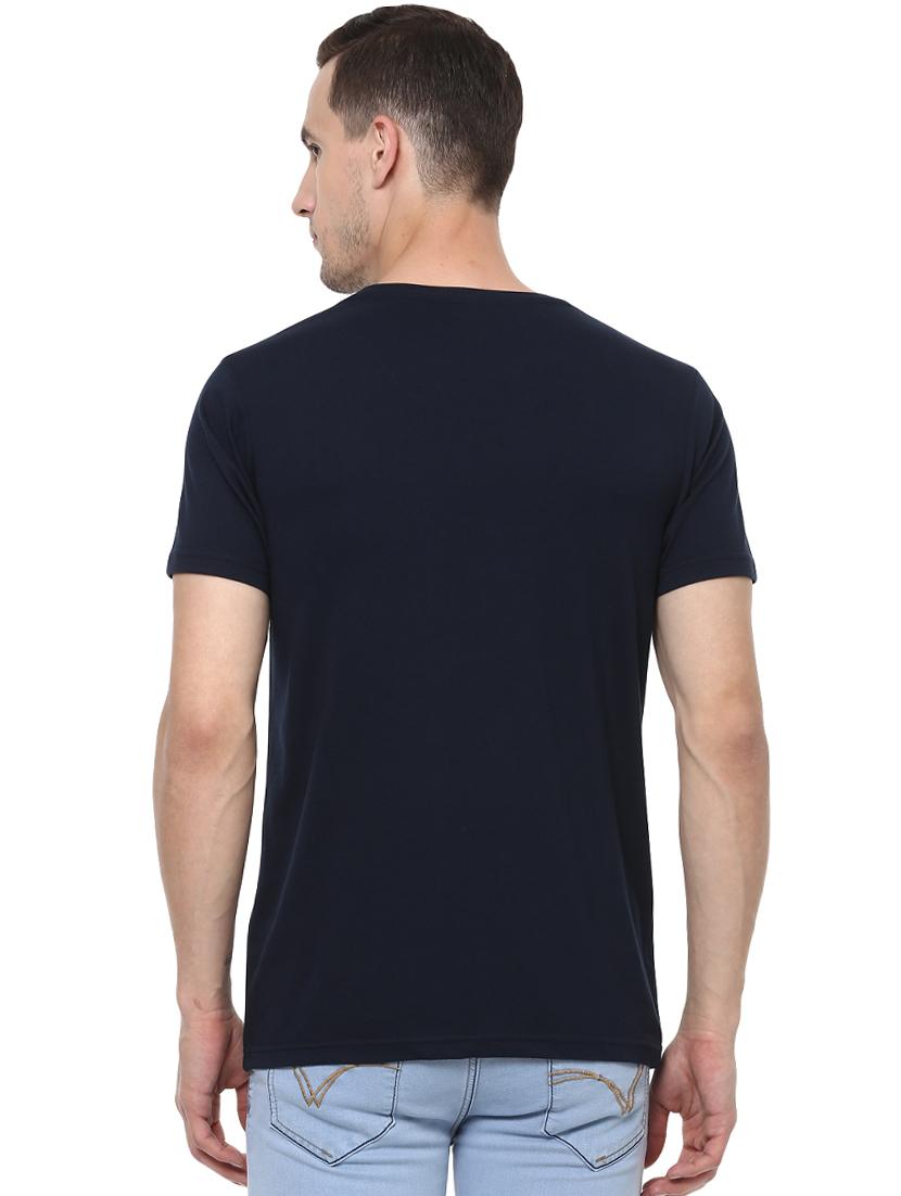 navy blue chest print t-shirt - 16373182 - Zoom Image - 3