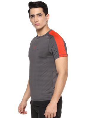 grey chest printed striped polyester t-shirt - 16373206 - Standard Image - 2