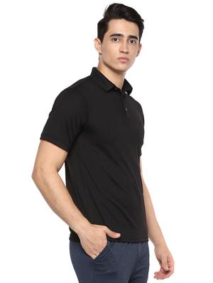 black solid polo t-shirt - 16373213 - Standard Image - 2