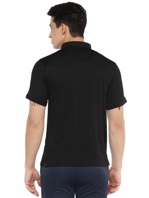 black solid polo t-shirt - 16373213 - Standard Image - 3