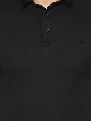 black solid polo t-shirt - 16373213 - Standard Image - 5