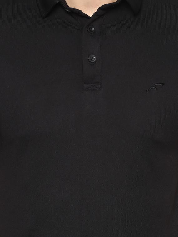 black solid polo t-shirt - 16373213 - Zoom Image - 5
