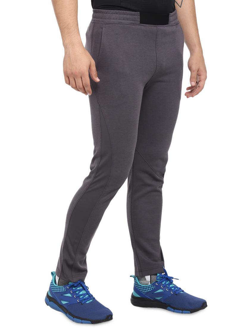 grey solid full length track pant - 16373233 - Zoom Image - 2