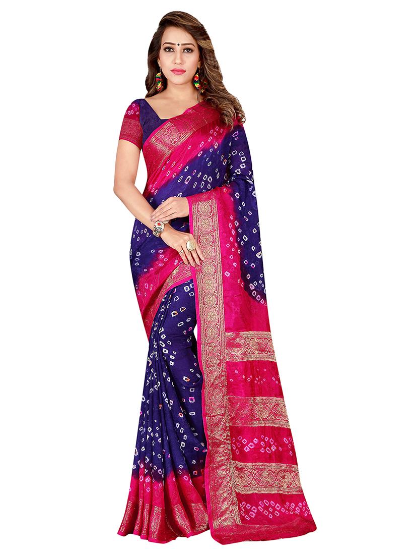 bandhani bhagalpuri saree with blouse - 16373436 - Zoom Image - 1