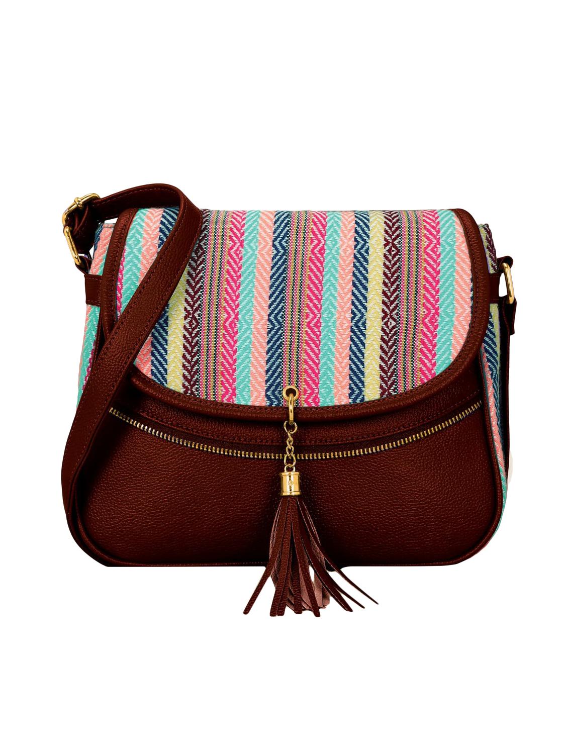 brown leatherette (pu) regular sling bag - 16374533 - Zoom Image - 1