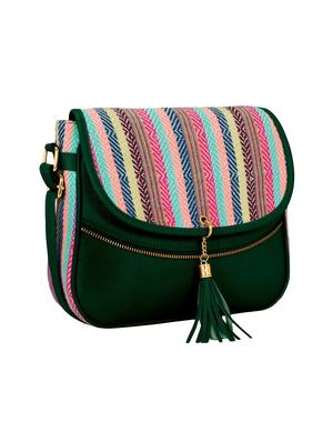 green leatherette (pu) regular sling bag - 16374534 - Standard Image - 4