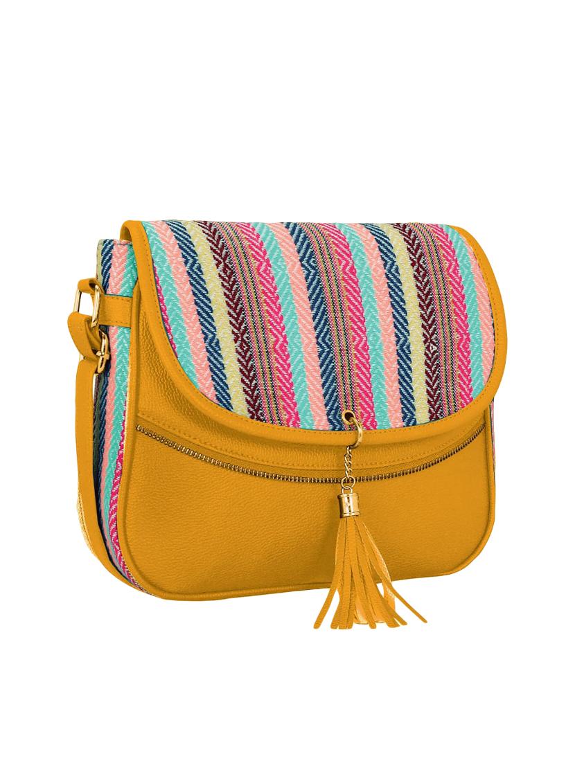 yellow leatherette (pu) regular sling bag - 16374535 - Zoom Image - 4