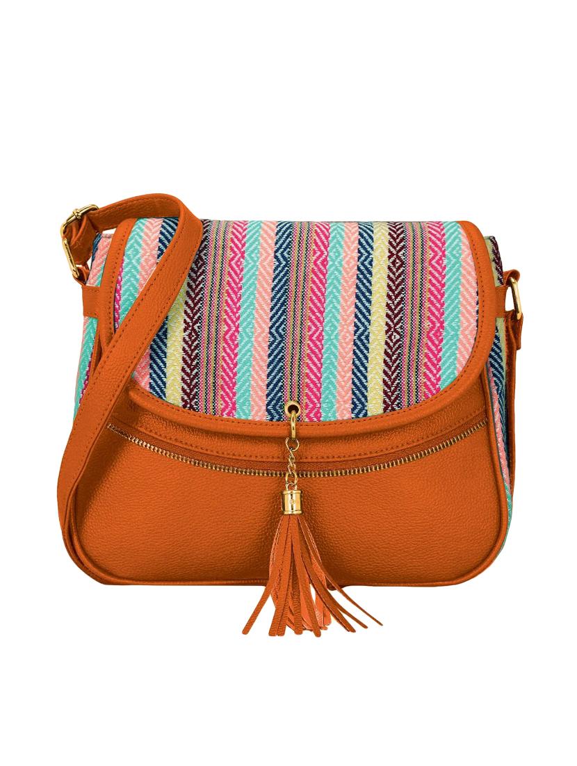 tan leatherette (pu) regular sling bag - 16374538 - Zoom Image - 1