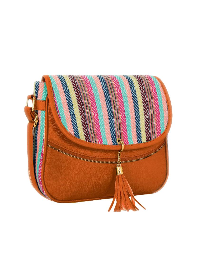 tan leatherette (pu) regular sling bag - 16374538 - Zoom Image - 4