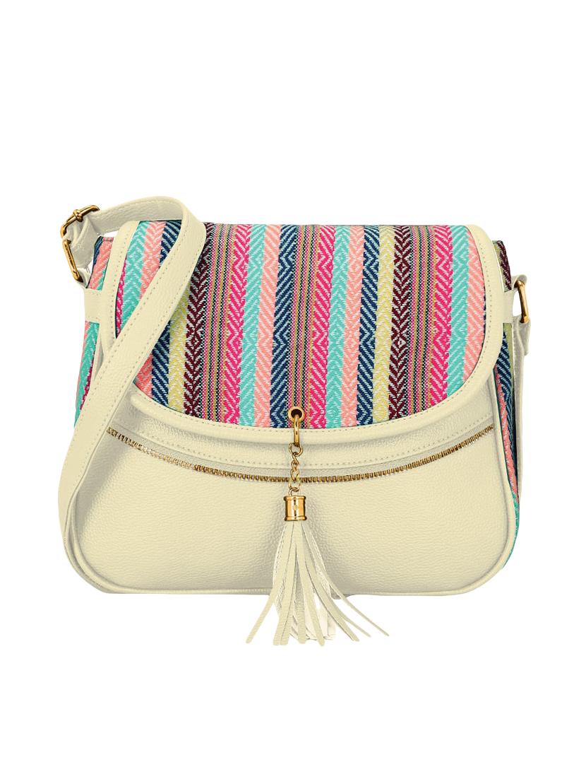 white leatherette (pu) regular sling bag - 16374540 - Zoom Image - 1
