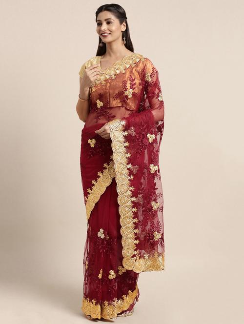 tonal embroidered saree with blouse - 16374808 - Very Small Image - 1