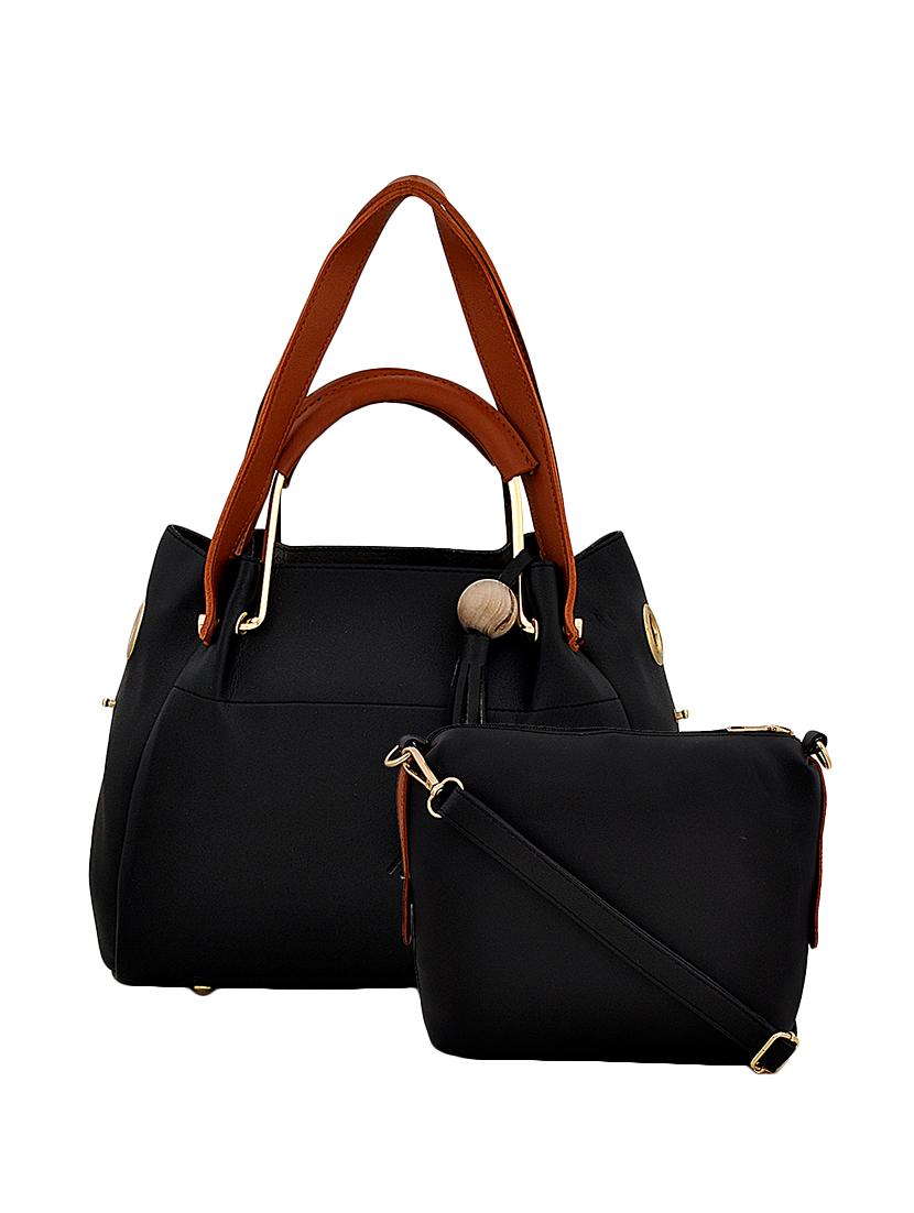 black leatherette (pu) combo handbag - 16375155 - Zoom Image - 1