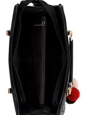 black leatherette (pu) handbag - 16375156 - Standard Image - 3