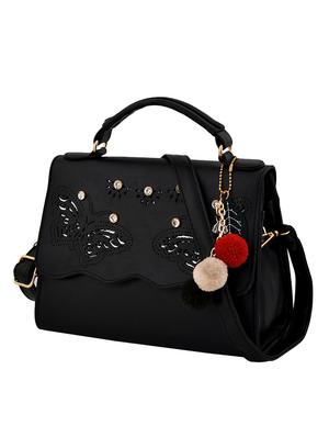 black leatherette (pu) handbag - 16375158 - Standard Image - 4