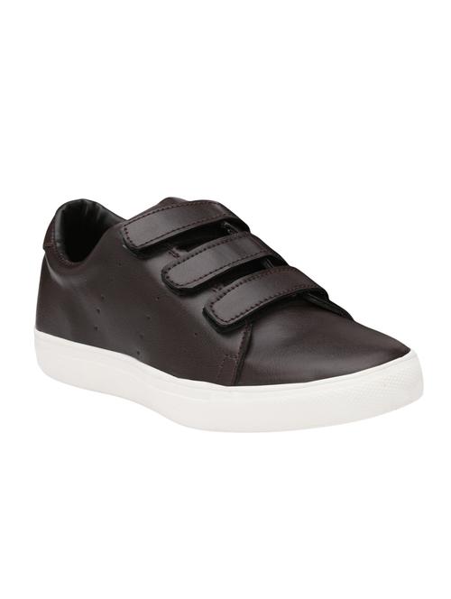 brown leatherette slip on sneakers - 16375335 - Standard Image - 1