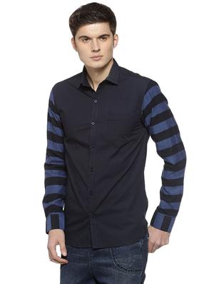navy blue striped casual shirt - 16375423 - Standard Image - 2