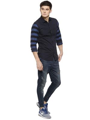 navy blue striped casual shirt - 16375423 - Standard Image - 4