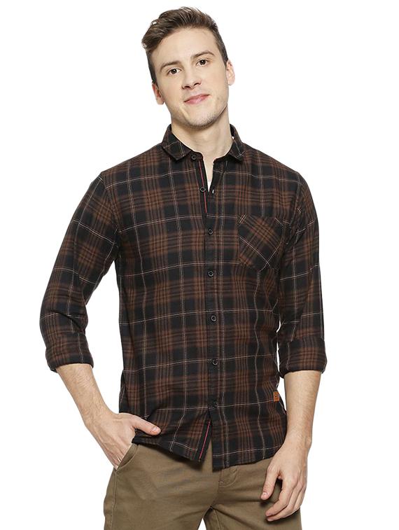 brown checkered casual shirt - 16375428 - Zoom Image - 1