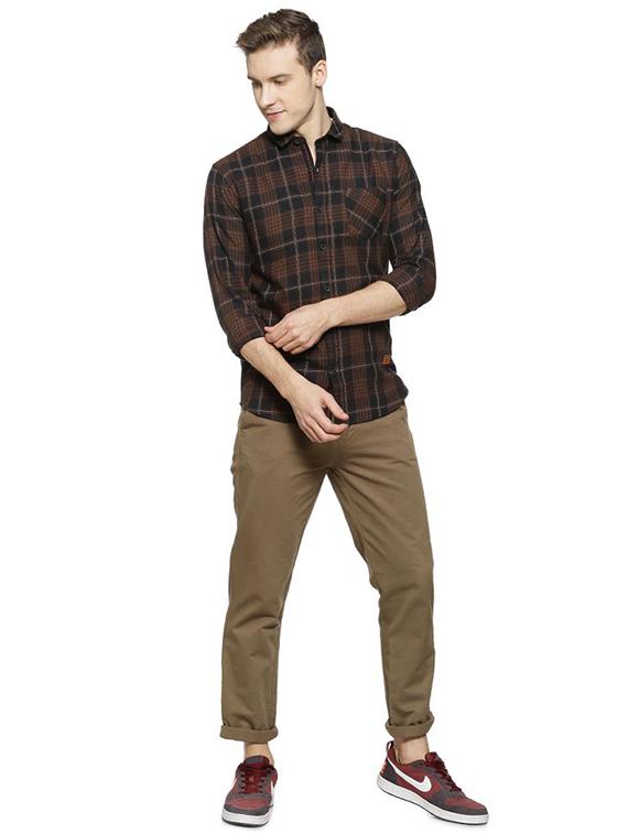 brown checkered casual shirt - 16375428 - Zoom Image - 4