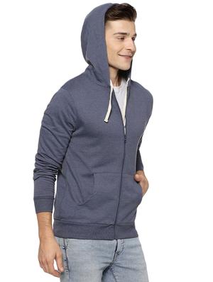 grey solid hooded sweatshirt - 16375438 - Standard Image - 2