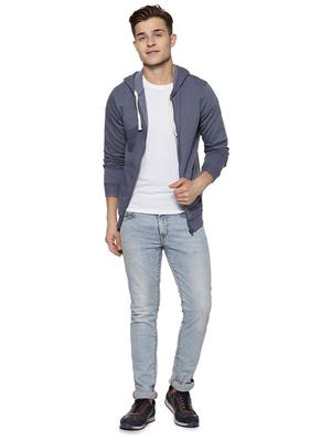grey solid hooded sweatshirt - 16375438 - Standard Image - 4