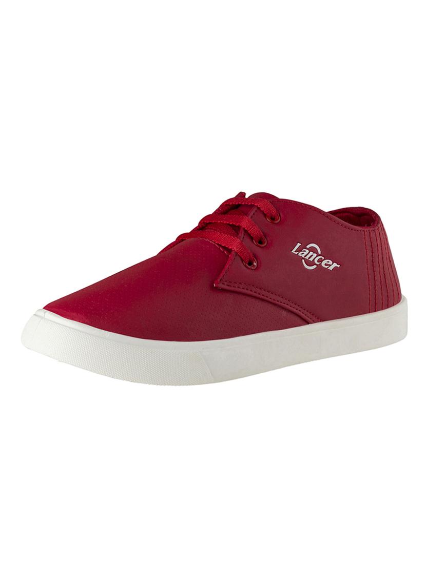 red leatherette lace up sneakers - 16375468 - Zoom Image - 1