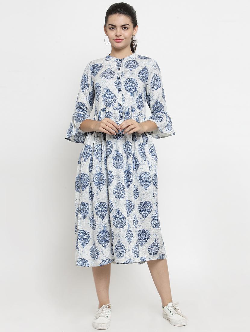 bell sleeved floral a-line dress - 16377131 - Zoom Image - 1