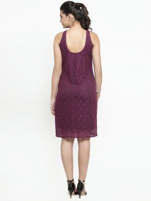 round neck laced sheath dress - 16377135 - Standard Image - 3