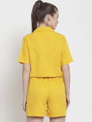 drawstring lapel neck romper - 16377139 - Standard Image - 3