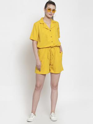drawstring lapel neck romper - 16377139 - Standard Image - 4